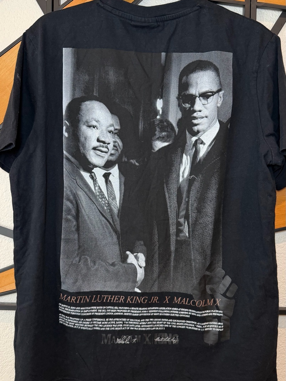 Black Graphic Tee Featuring Martin Luther King Jr. & Malcolm X